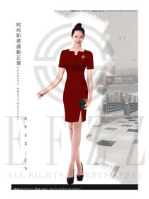 酒紅色連衣裙款女職業(yè)裝夏裝服裝款式圖731