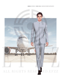 原創設計淺灰色長袖男款空乘制服效果圖804