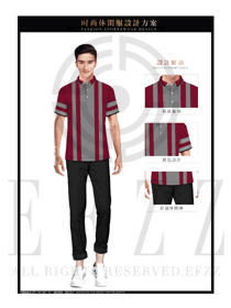 原創設計深紅色短袖男職業裝T恤服裝款式圖092