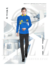 時(shí)尚藍(lán)色男職業(yè)裝T恤制服設(shè)計(jì)圖108