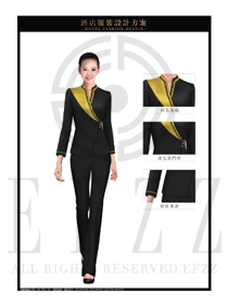 新款淺黃色女款中餐服務員服裝款式圖1894