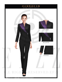 紫色長(zhǎng)袖女款中餐服務(wù)員制服設(shè)計(jì)圖1896