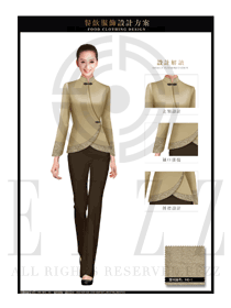 卡其色修身款中餐服務員制服設計圖1905