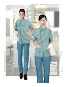 原創設計淺藍色男女款客房服務員制服設計圖630