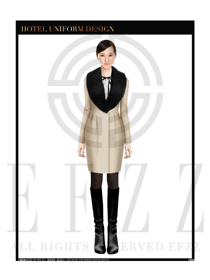 米色女職業裝大衣服裝款式效果圖180