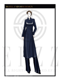 時尚臧藍色女職業裝OL大衣制服設計圖192