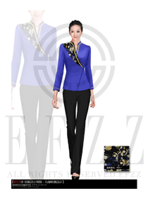 原創(chuàng)制服設(shè)計(jì)藍(lán)色女款酒店大堂服裝款式圖1071