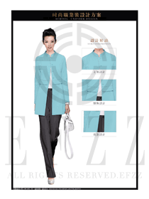 新款藍色女職業裝OL大衣制服款式效果圖196