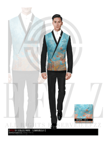 淺藍色長袖男款酒店行李生制服設計圖1066