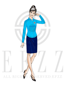 新款淺藍(lán)色女款超市服務(wù)員制服款式效果圖085