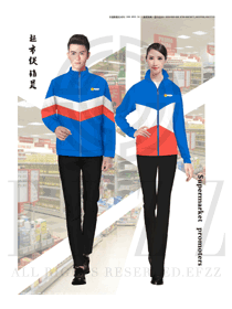 藍(lán)色長(zhǎng)袖男女款超市服務(wù)員制服設(shè)計(jì)圖087