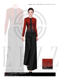 時尚棗紅色女秋冬職業裝制服款式效果圖1112