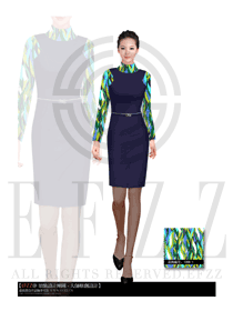 時尚深藍色連衣裙女職業裝夏裝服裝款式圖506