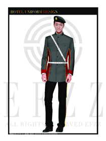 原創(chuàng)制服設(shè)計淺灰色男款獵裝保安服裝款式圖285