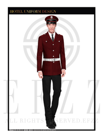 時尚暗紅色長袖男款獵裝保安服設(shè)計圖289