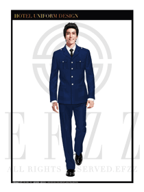 臧藍(lán)色長袖男款獵裝保安服款式效果圖290