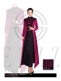 原創(chuàng)制服設計玫紅色女款酒店西餐廳咨客服裝款式圖227
