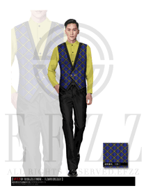 新款深藍(lán)色馬甲款西餐服務(wù)員制服設(shè)計(jì)圖279