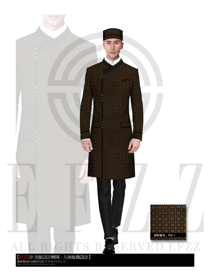 淺黃色方格男款酒店行李生制服設計圖1070