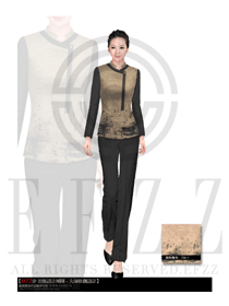 卡其色水墨畫女款星級酒店客房服務員服裝款式圖529