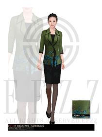 新款墨綠色女款酒店大堂經理制服設計圖907