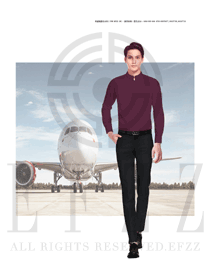 原創設計棗紅色長袖男款空乘制服款式圖807
