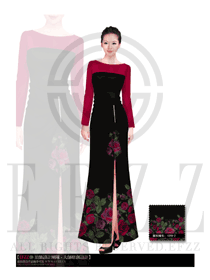 暗紅色水療SPA會所女款咨客迎賓制服設計圖386