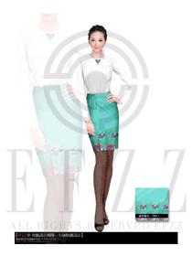 時(shí)尚淺綠色女款西餐服務(wù)員制服設(shè)計(jì)圖1158