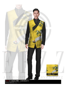 新款亮黃色男款酒店大堂經(jīng)理制服設(shè)計(jì)圖932