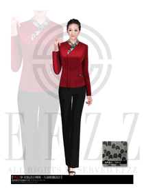 玫紅色女款客房服務員服裝款式圖379