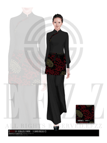 新款黑色長袖女款中餐傳菜員制服設計圖150