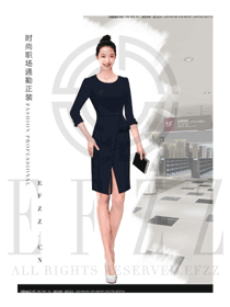 藏藍色女款女職業裝夏裝制服設計圖739