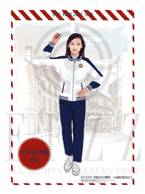 原創設計藏藍色長袖女款運動裝學生服制服款式圖013