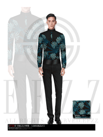 新款墨綠色男款西餐服務員制服設計圖1072