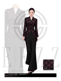 時尚紅色長裙款西餐咨客服裝款式效果圖424