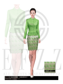 淺綠色女秋冬職業裝制服款式設計圖1463