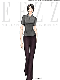 原創設計深灰色女職業裝T恤服裝款式圖029