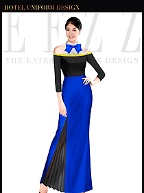 原創設計深藍色長裙款KTV夜總會咨客服裝設計圖336