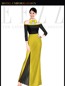 淺黃色女款KTV夜總會咨客制服款式設計圖337