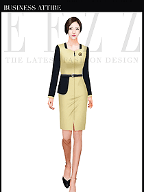 淺黃色連衣裙款時(shí)尚促銷服服裝款式圖1000