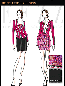 紅色女款夜總會KTV服務員制服設計圖602