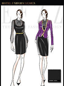 時尚連衣裙款夜總會KTV服務員制服設(shè)計圖607
