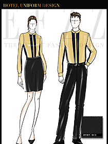 新款淺黃色男女款夜總會KTV服務員制服設計圖611