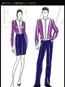 時尚紫色男女款夜總會KTV服務員制服設計圖613