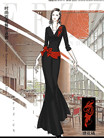 新款黑色女款酒店西餐咨客服裝設(shè)計(jì)圖573