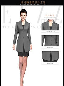 深灰色女秋冬職業裝制服款式設計圖1494