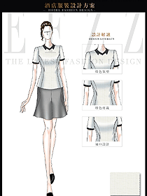 淺灰色短袖女款水區更衣服務員服裝款式圖222