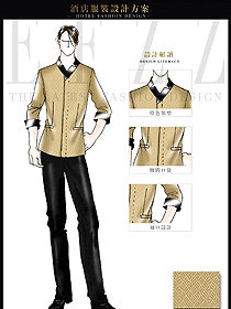 時尚淺黃色男款按摩技師服裝款式圖1428
