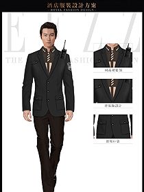 深灰色長袖保安服西裝服裝款式圖076