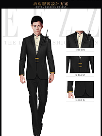 原創(chuàng)制服設(shè)計(jì)黑色男款保安服西裝款式圖077